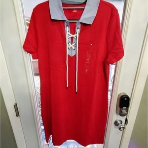 Tommy‎ Hilfiger lace up polo tee shirt dress size large new